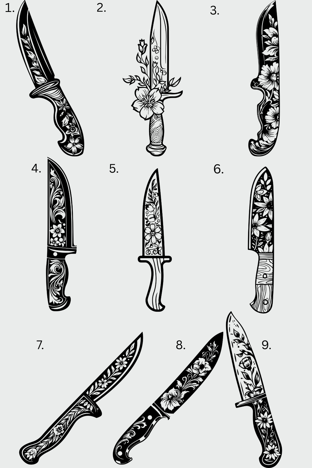 Floral Knife Keychain