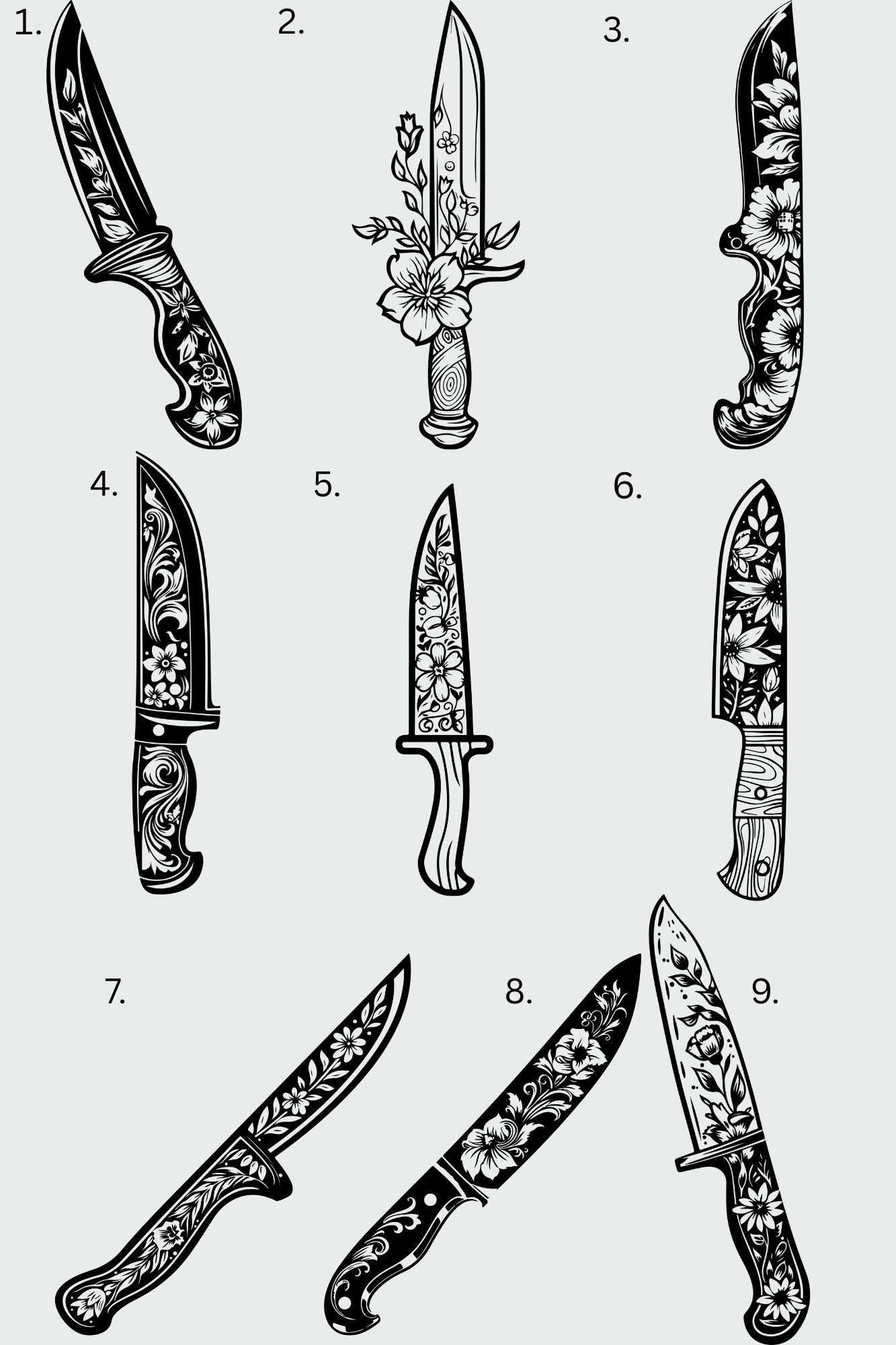 Floral Knife Keychain