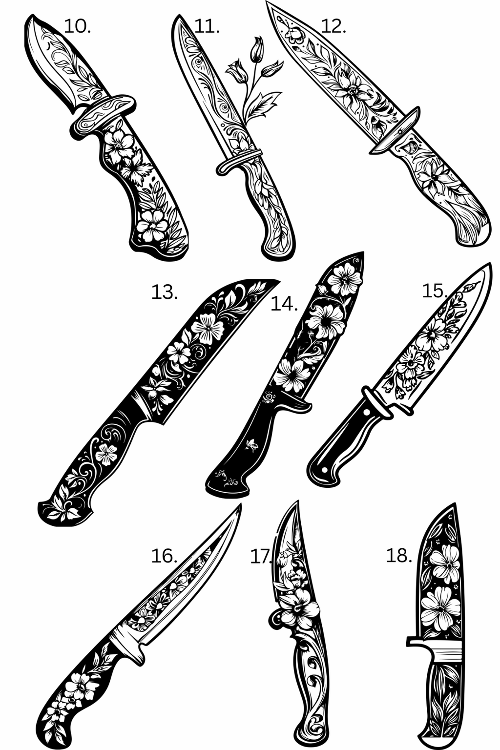 Floral Knife Keychain