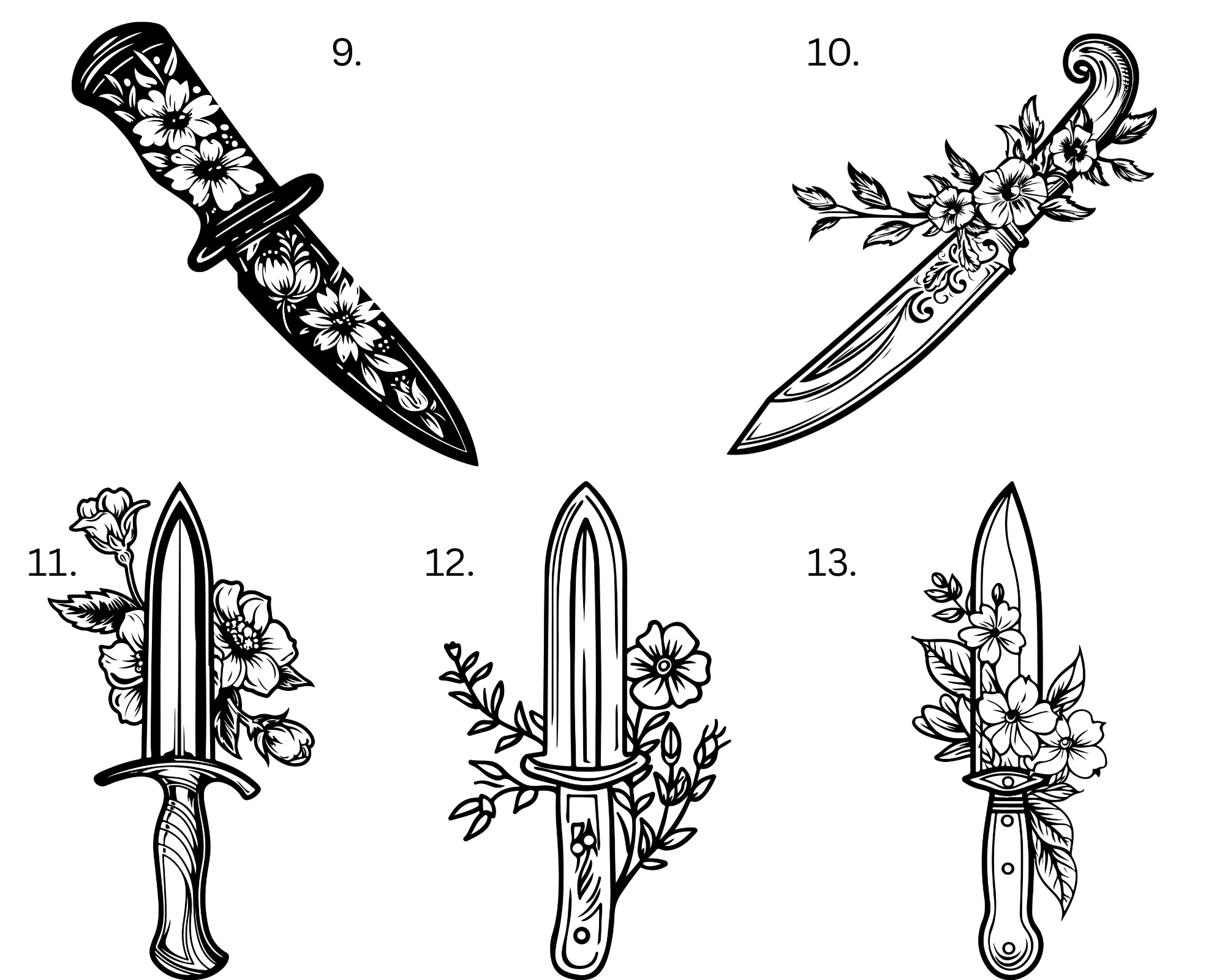 Floral Dagger Keychains