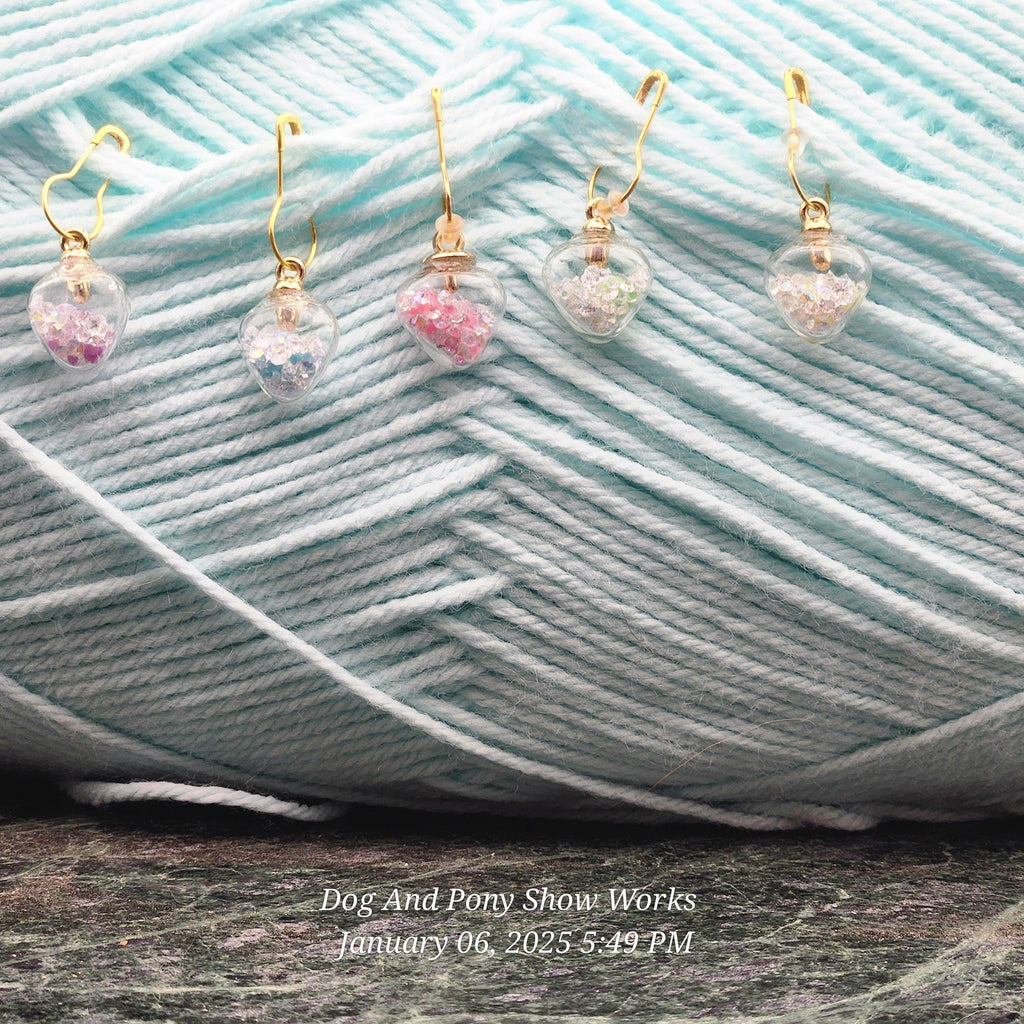 Glow in the dark heart crochet stitch markers.