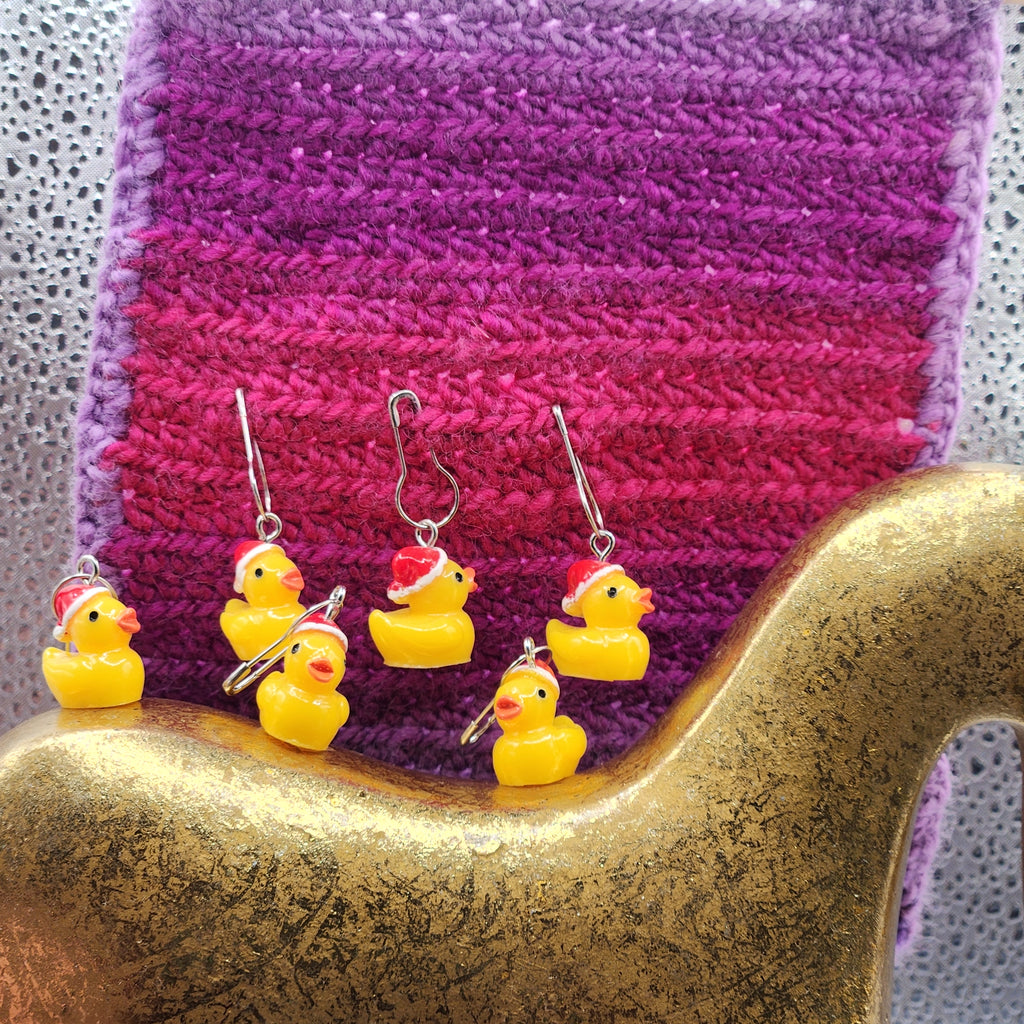 Duckies Wearing Santa Hats Stitch Markers