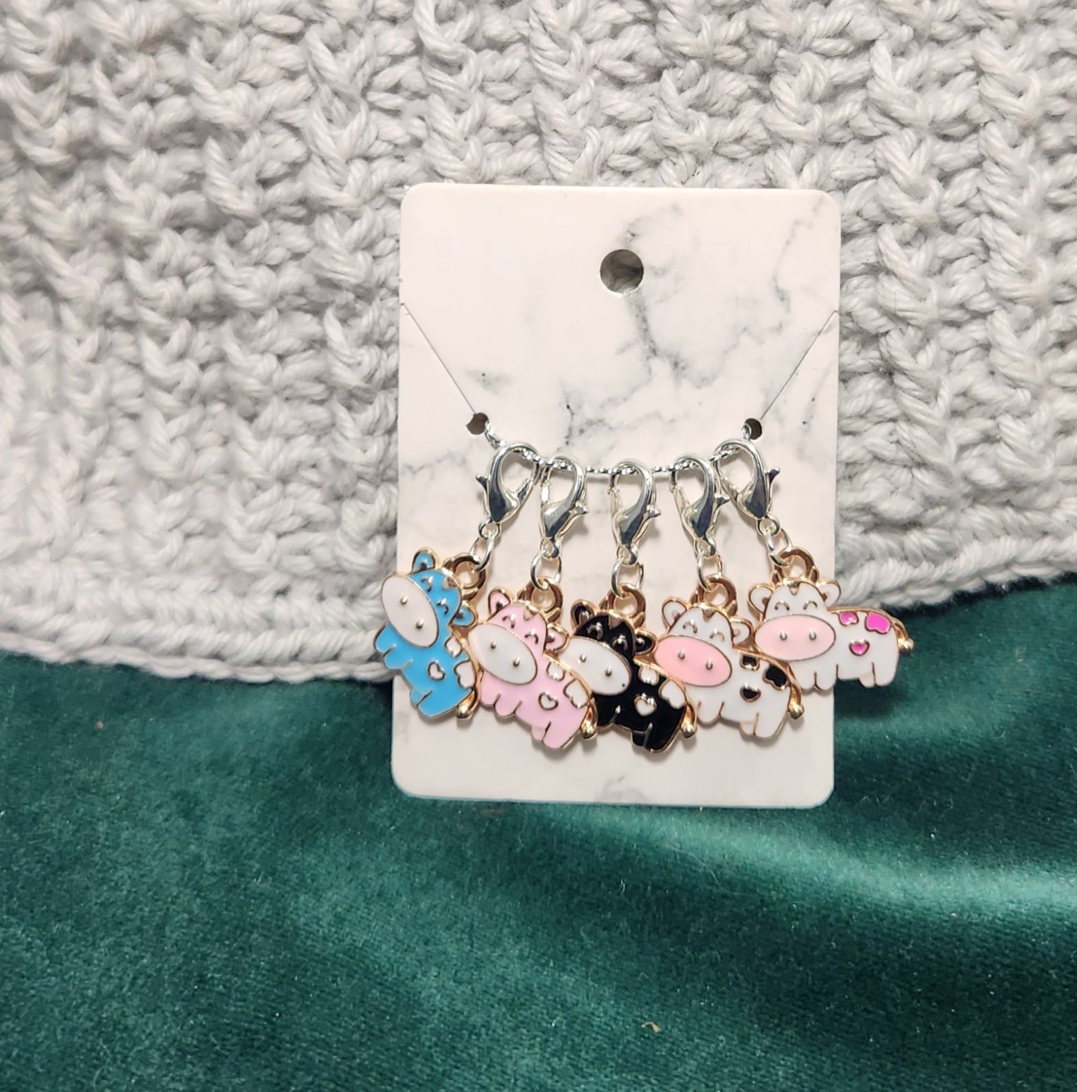 Cute Cow Crochet/Knitting Stitch Markers Set of 5
