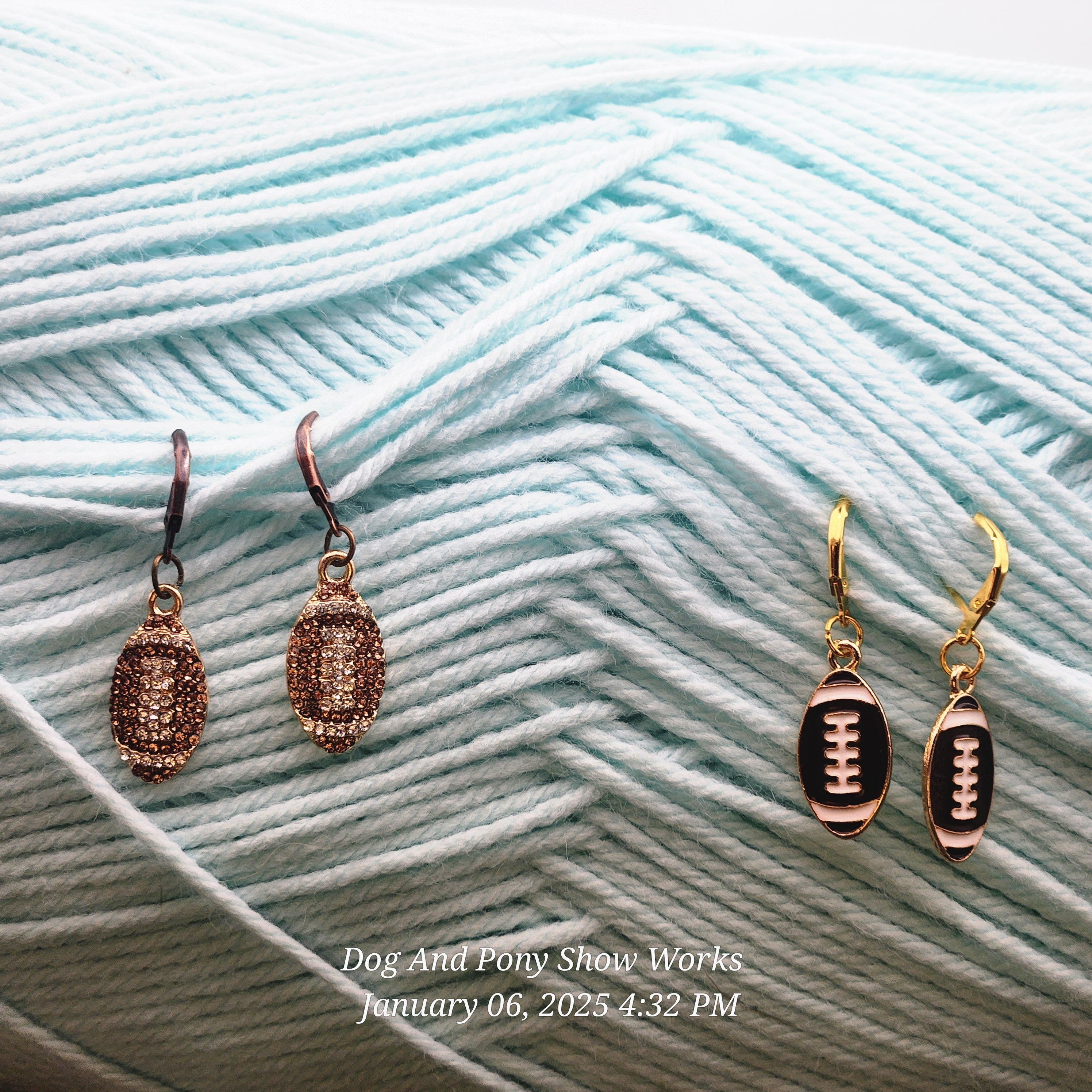 Superbowl Dangle earrings!! Glitzy earrings and shiny earrings.